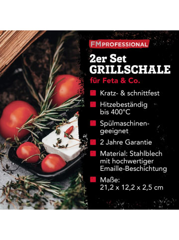 FM Professional Grillschale FMProfessional 2er Set aus emailliertem Edelstahl