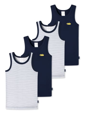 Schiesser Unterhemd / Tanktop Kids Boys Feinripp Organic Cotton in Blau / Weiß gestreift