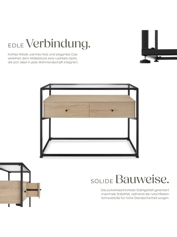 tectake Konsolentisch Reading 101,5 x 41,5 x 80,5 cm, Industrial Holz hell, Eiche Sonoma