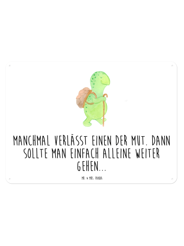 Mr. & Mrs. Panda Blechschild Schildkröte Wanderer mit Spruch in Weiß