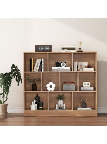 COSTWAY Bücherregal mit 10 Fächern 120 x 24 x 104 cm in Hellbraun