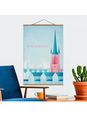 WALLART Stoffbild mit Posterleisten - Reiseposter - Stockholm in Blau