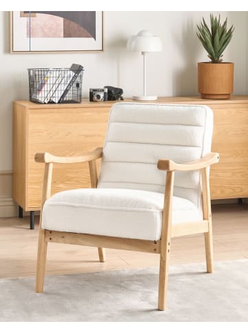 Beliani Sessel LEKNES in Weiß/Heller Holzfarbton - (W) 62 x (H) 79 x (L) 74 cm