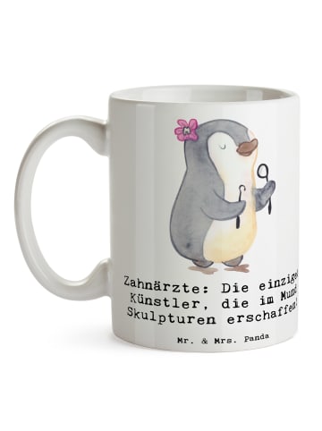 Mr. & Mrs. Panda Keramtiktasse Zahnarzt Künstler mit Spruch in Weiß
