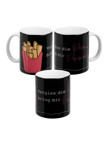 United Labels Karma Tasse - Vergiss die Rosen, bring mir Pommes aus Keramik 320ml in schwarz