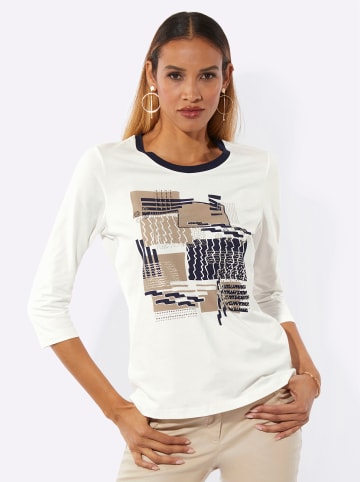 creation L Shirt in ecru-marine-bedruckt