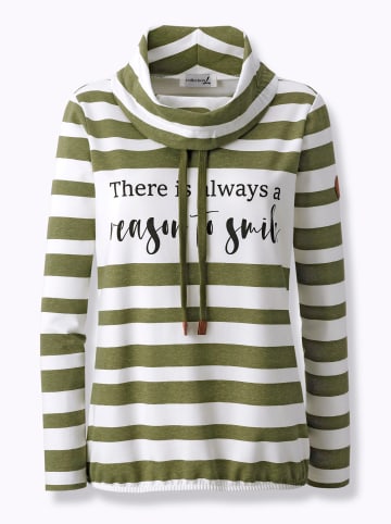 WITT WEIDEN Sweatshirt in oliv-ecru-geringelt