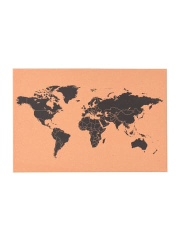 UNUS Kork Wandbild Weltkarte 61x41 cm Pinnwand aus Naturkork in Braun