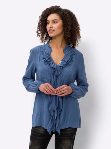 Heine Volantbluse in jeansblau