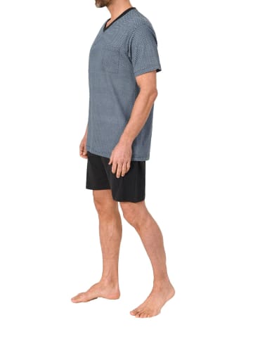 NORMANN Kurzarm Schlafanzug Shorty Pyjama print in blau