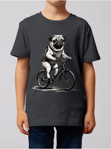 wat? Apparel T-Shirt Mops auf Fahrrad in Grau