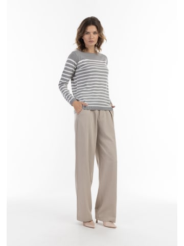 usha BLACK LABEL Damen Strick Pullover in Grau Wollweiss