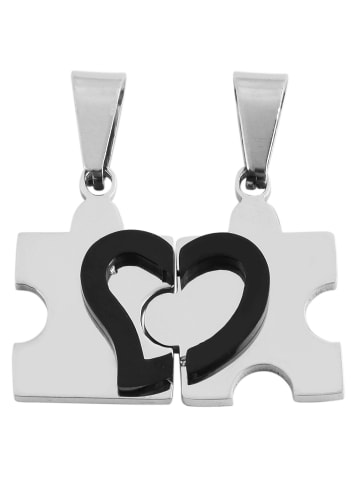 Adeliás Unisex Anhänger – Herzanhänger aus Edelstahl in schwarz