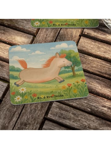 Mr. & Mrs. Panda Bierfilzl Pferd Springen Design ohne Spruch in Weiß