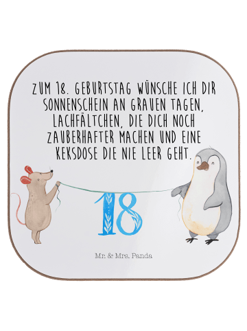 Mr. & Mrs. Panda Bierdeckel 18. Geburtstag Maus Pinguin mit Spruch in Weiß