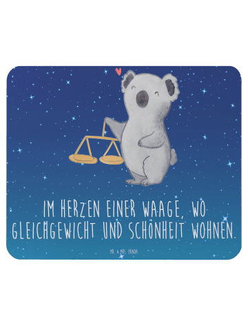 Mr. & Mrs. Panda Mauspad Waage Astrologie mit Spruch in Sternenhimmel Blau