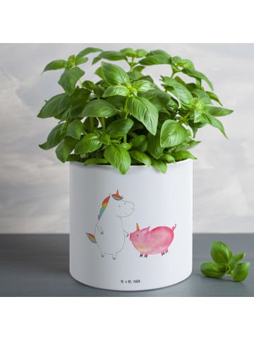 Mr. & Mrs. Panda Großer Blumenkübel Einhorn Schwein ohne Spruch in Weiß