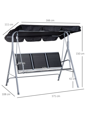 Outsunny Hollywoodschaukel in Schwarz 171L x 108B x 150H cm