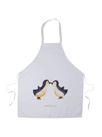 Mr. & Mrs. Panda Schürze Pinguin Liebe ohne Spruch in Weiß