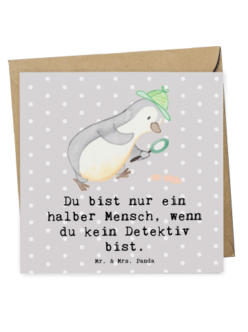 Mr. & Mrs. Panda Deluxe Karte Detektiv Herz mit Spruch in Grau Pastell