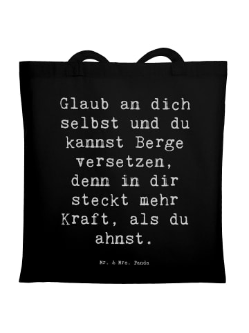 Mr. & Mrs. Panda Umhängetasche Spruch Selbstvertrauen stärken mi... in Schwarz
