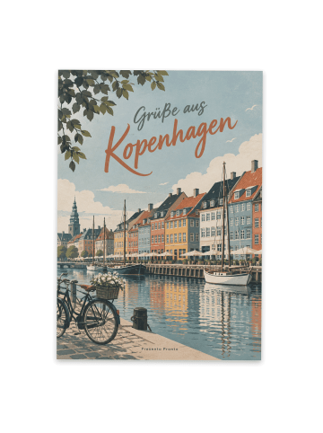 Postkarte Hafen skandinavisch Design mit Spruch in Weiß