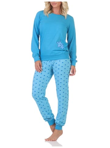 NORMANN Schlafanzug Pyjama langarm Sterne Optik - 88750 in blau