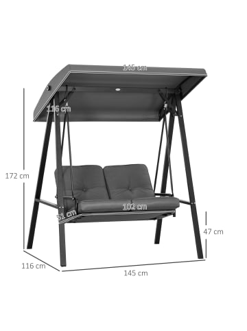 Outsunny Hollywoodschaukel 145L x 116B x 172H cm Dunkelgrau