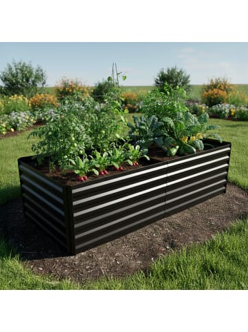 relaxdays Hochbeet in Schwarz - (B)180 x (H)57 x (T)90 cm