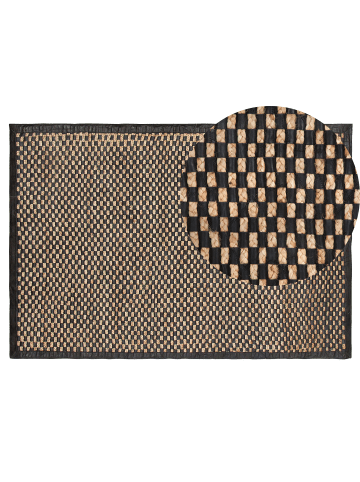 Beliani Kurzflor GERCE in Schwarz/Beige - (W) 140 x (H) 1.2 x (L) 200 cm