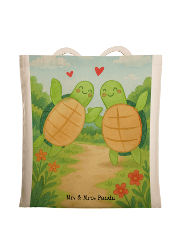 Mr. & Mrs. Panda Tragetasche Schildkröten Paar Design ohne Spruch in Weiß