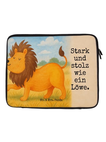 Mr. & Mrs. Panda Laptop Tasche Sternzeichen Löwe Design mit Spruch in Weiß