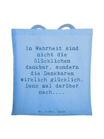Mr. & Mrs. Panda ToteBag Spruch Dankbarkeit für kleine Dinge mit... in Sky Blue