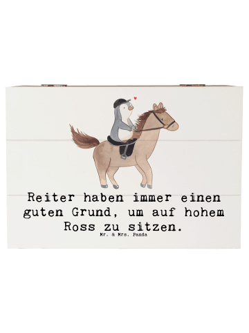 Mr. & Mrs. Panda Holzkiste Reitsport Stolz mit Spruch in Weiß