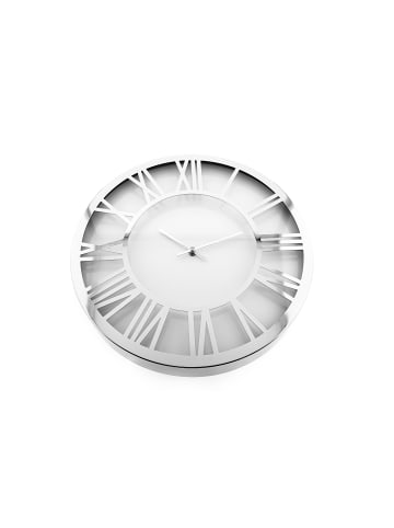COFI 1453 Wanduhr mit Römischen Zahlen in Weiß/Silber ?60 cm in Silber