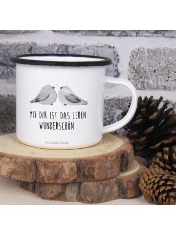 Mr. & Mrs. Panda Teetasse Turteltauben Liebe mit Spruch in Weiß
