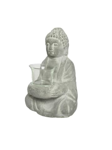 MARELIDA Teelichthalter Buddha in Steinoptik H: 20cm in grau