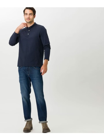 BRAX  Knopfleisten Langarmshirt für Herren in marineblau