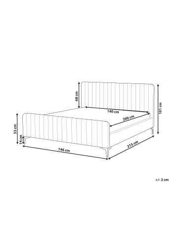 Beliani Doppelbett LUNAN in Blau/Silber - (W) 146 x (H) 101 x (L) 215 cm
