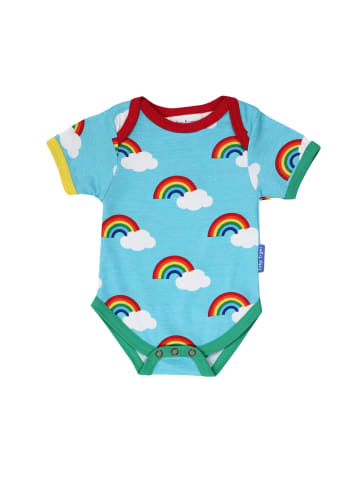 Toby Tiger Baby Kurzarmbody mit Regenbogen Print in blau