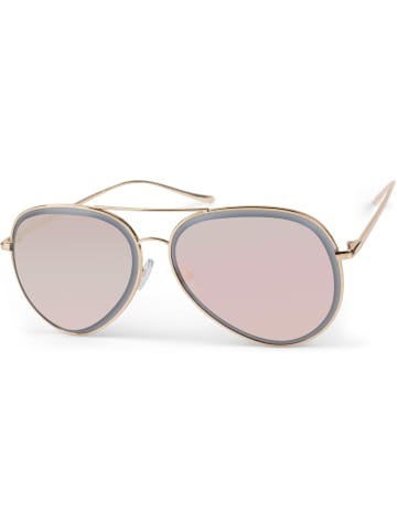 styleBREAKER Piloten Sonnenbrille in Gold / Pink verspiegelt