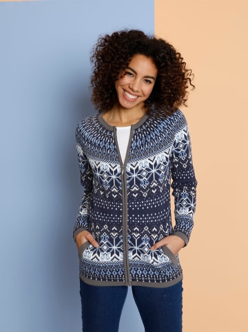 Sieh an! Jacquard-Strickjacke in marine-bleu-gemustert