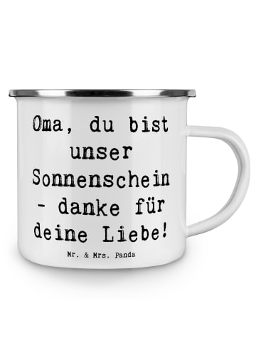 Mr. & Mrs. Panda Blechbecher Spruch Oma Sonnenschein mit Spruch in Weiß