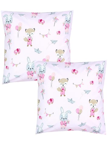 TupTam Kinder Kissenbezug mit Hotelverschluss 2er Set in beige/rosa