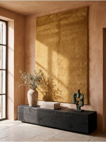 KADIMA DESIGN Teppich rund Uni rutschhemmend weich wohnlich Wohnzimmer Schlafzimmer in Gold