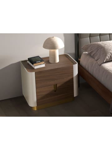 Angel Cerdá Nachttisch 7187 in Beige / Gold / Walnuss – (B)60 x (H)42 x (T)50 cm