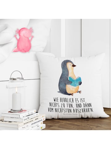 Mr. & Mrs. Panda Kuschel Kissen Pinguin Buch mit Spruch in Weiß