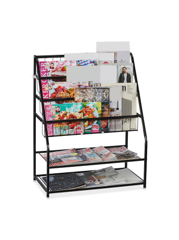 relaxdays Zeitschriftenregal in Schwarz - (B)67 x (H)81 x (T)37 cm