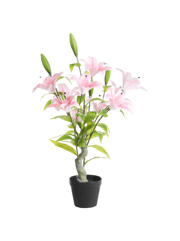 Beliani Kunstpflanze LILIARIUM in Rosa/Grün - (W) 45 x (H) 85 x (L) 45 cm