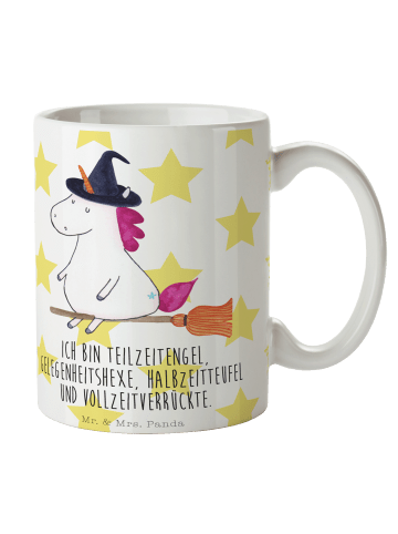 Mr. & Mrs. Panda Becher Einhorn Hexe mit Spruch in Weiß